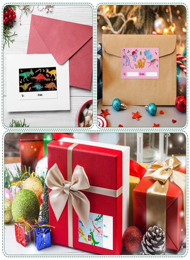 Yexiya 120 Pcs Dinosaur Christmas Gift Name Tags Stickers Self-Adhesive to from Wrap Tags 1.5 x 2.5 Inch Gift Labels Stickers for Xmas Present Wrapping Packages Decoration - Image 5